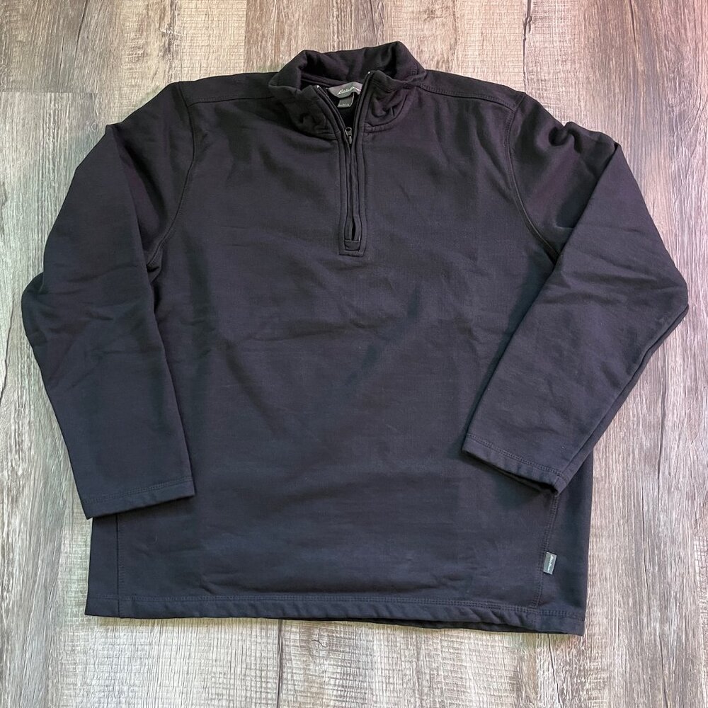 Eddie Bauer Men’s Size L Large Black Quarter Zip Pullover